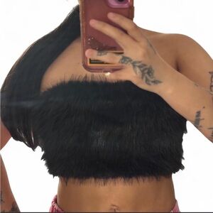 Black Faux Fur tube Top